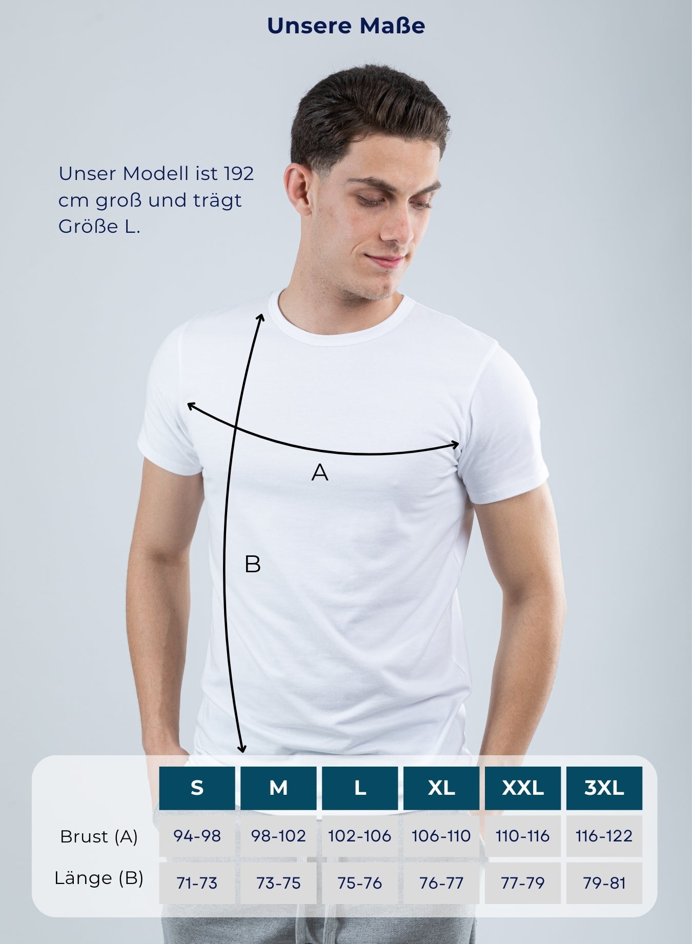 T Shirt Unterhemd Baumwolle stretch Rundhals - 3er Pack