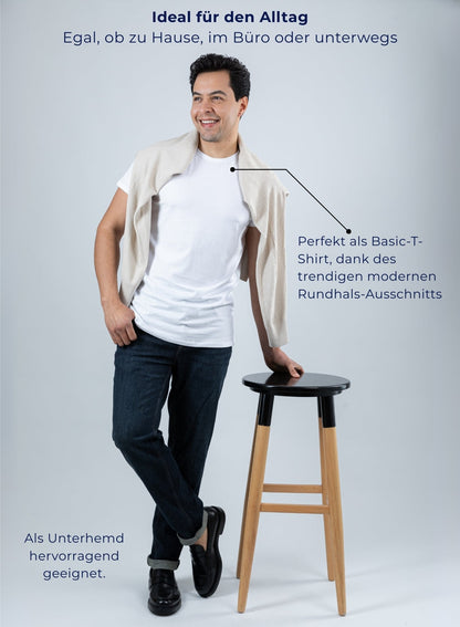 T Shirt Unterhemd Baumwolle stretch Rundhals - 3er Pack